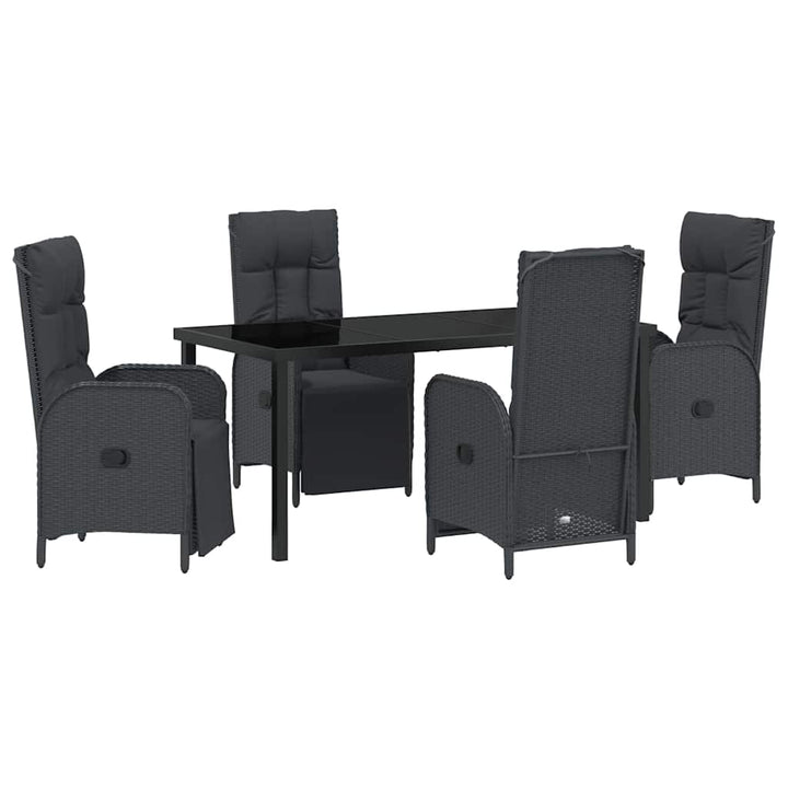 Have Spisebordssæt med pude 5 pcs Sort polyrattan