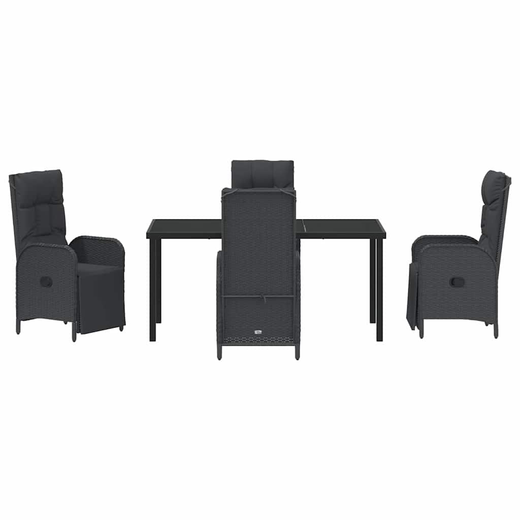 Have Spisebordssæt med pude 5 pcs Sort polyrattan