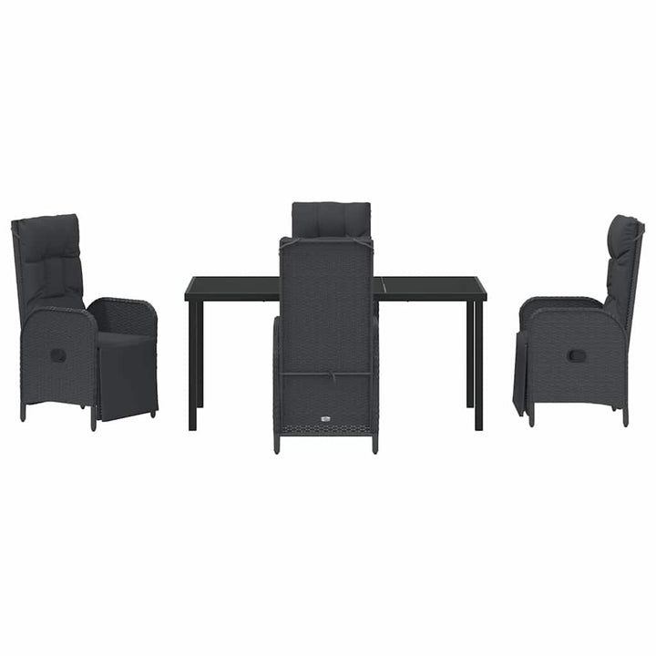 Have Spisebordssæt med pude 5 pcs Sort polyrattan