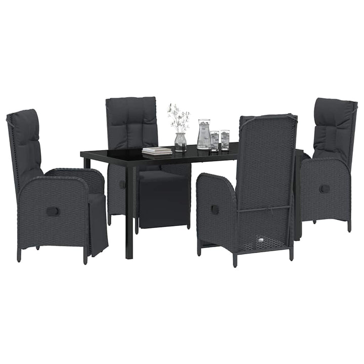 Have Spisebordssæt med pude 5 pcs Sort polyrattan