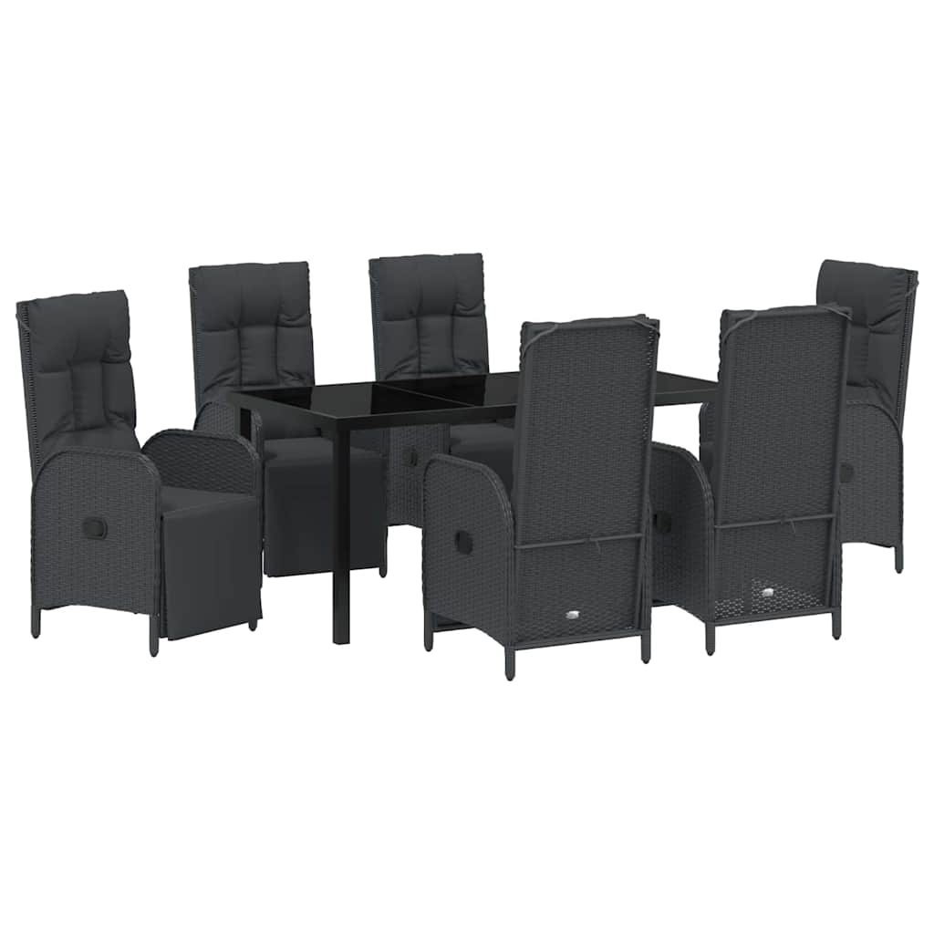 Have Spisebordssæt med pude 7 pcs Sort polyrattan