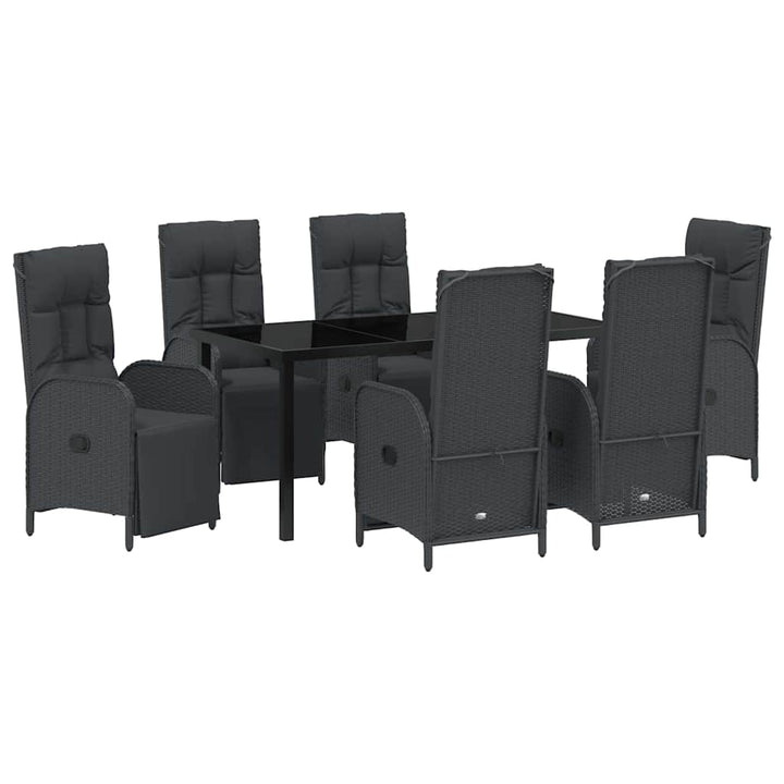 Have Spisebordssæt med pude 7 pcs Sort polyrattan