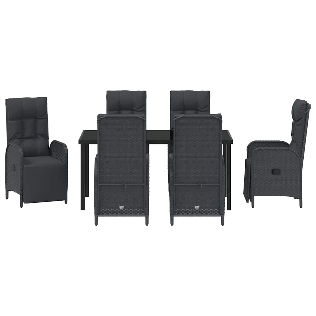 Have Spisebordssæt med pude 7 pcs Sort polyrattan