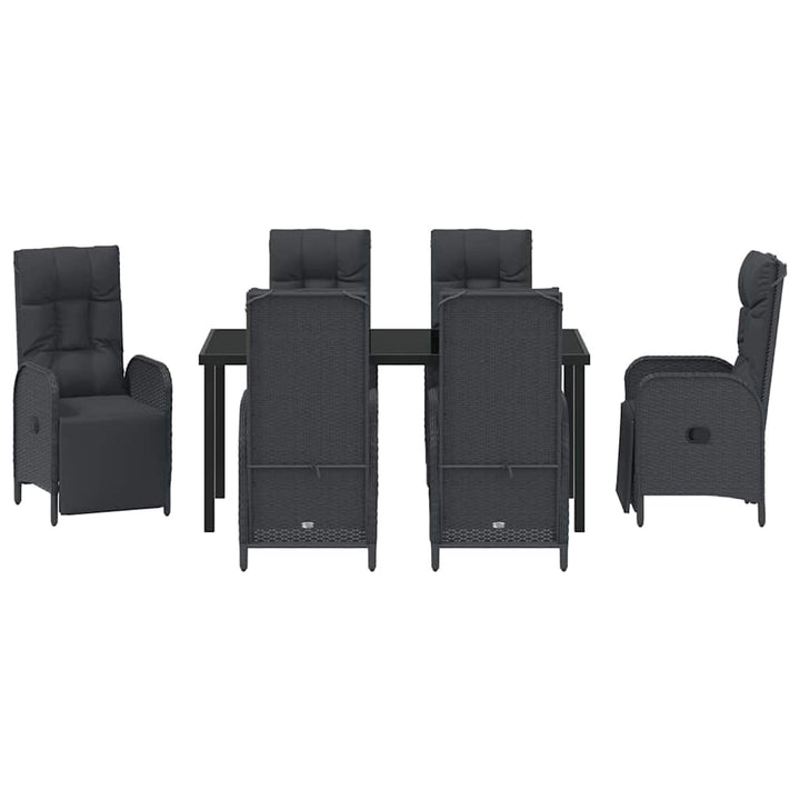 Have Spisebordssæt med pude 7 pcs Sort polyrattan
