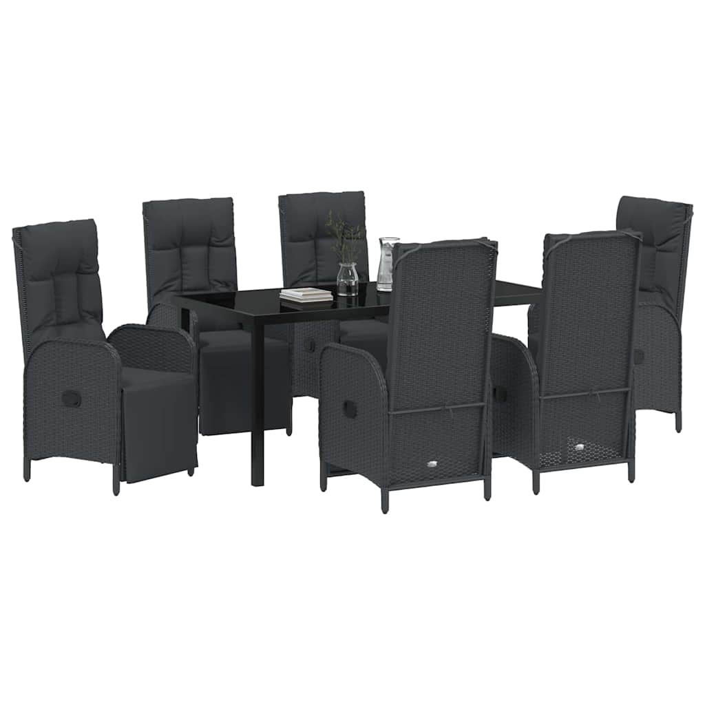 Have Spisebordssæt med pude 7 pcs Sort polyrattan