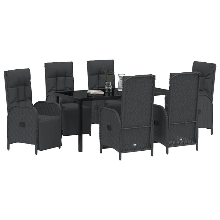 Have Spisebordssæt med pude 7 pcs Sort polyrattan