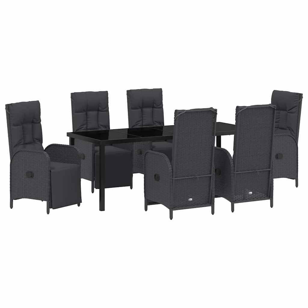 Have Spisebordssæt med pude 7 pcs Sort polyrattan