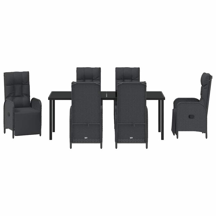 Have Spisebordssæt med pude 7 pcs Sort polyrattan