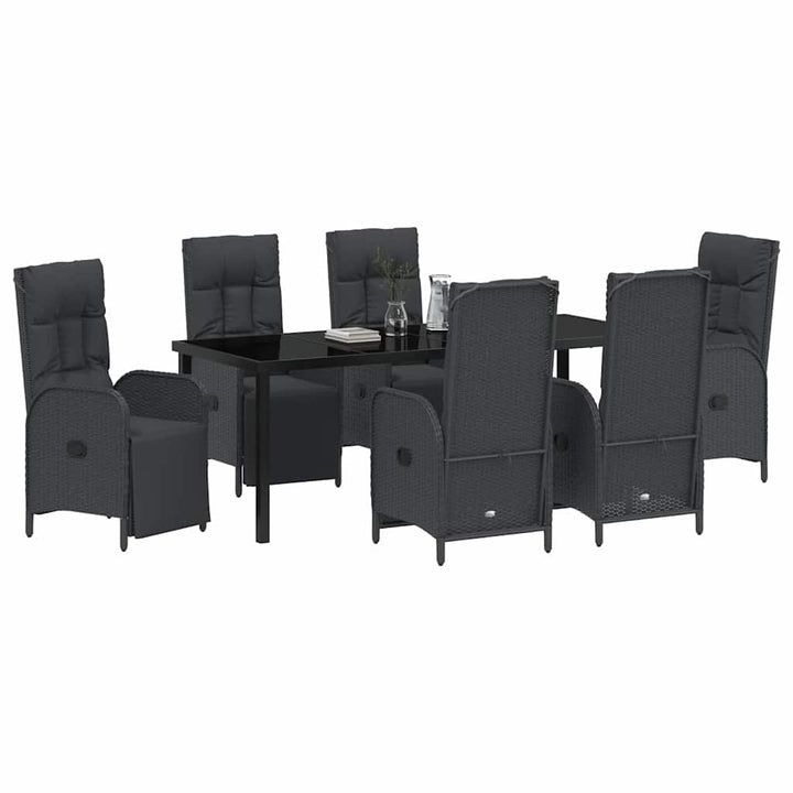 Have Spisebordssæt med pude 7 pcs Sort polyrattan
