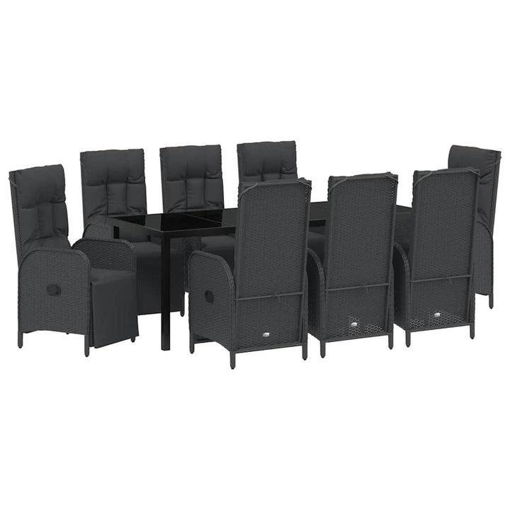 Have Spisebordssæt med pude 9 pcs Sort polyrattan