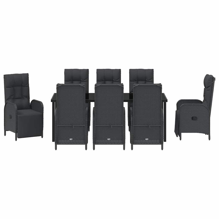 Have Spisebordssæt med pude 9 pcs Sort polyrattan