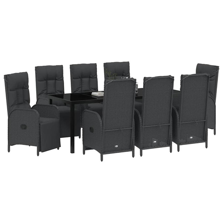 Have Spisebordssæt med pude 9 pcs Sort polyrattan