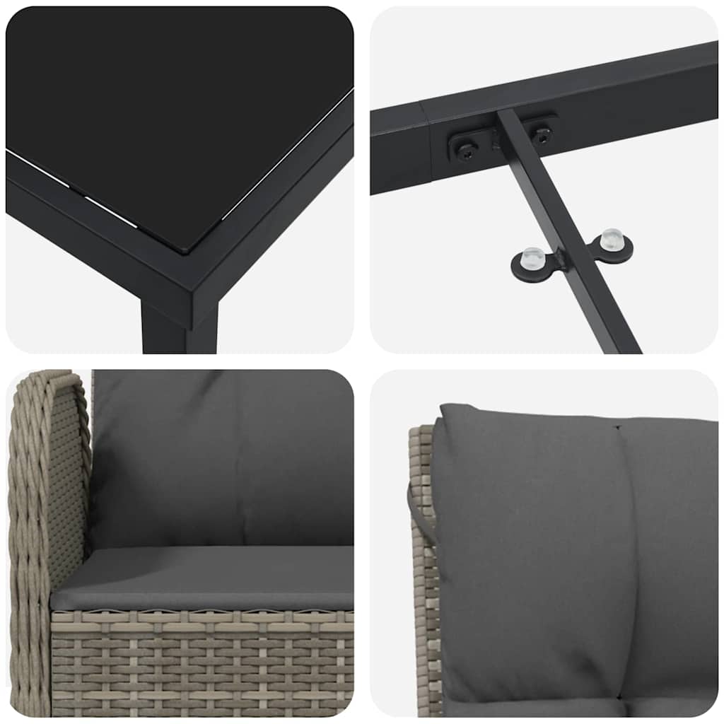 Have Spisebordssæt med pude 3 pcs Grå polyrattan