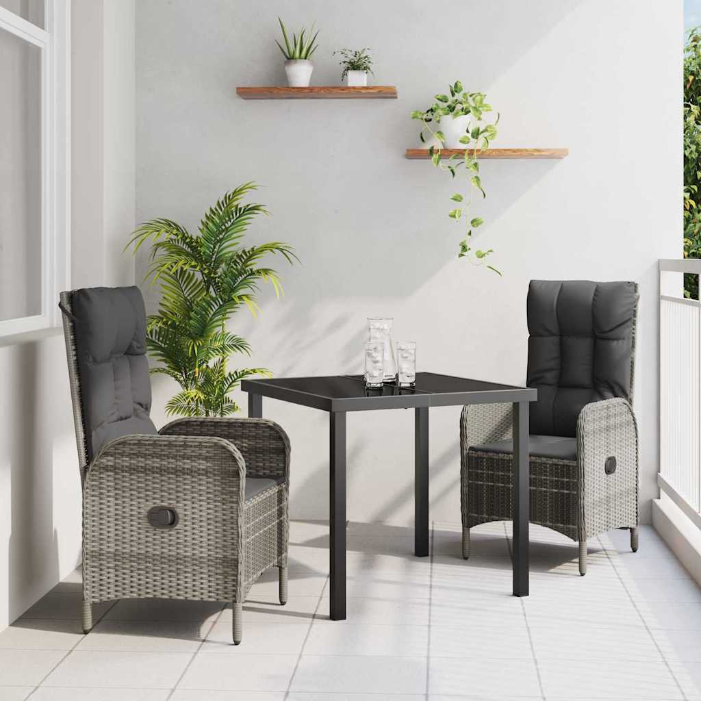 Have Spisebordssæt med pude 3 pcs Grå polyrattan