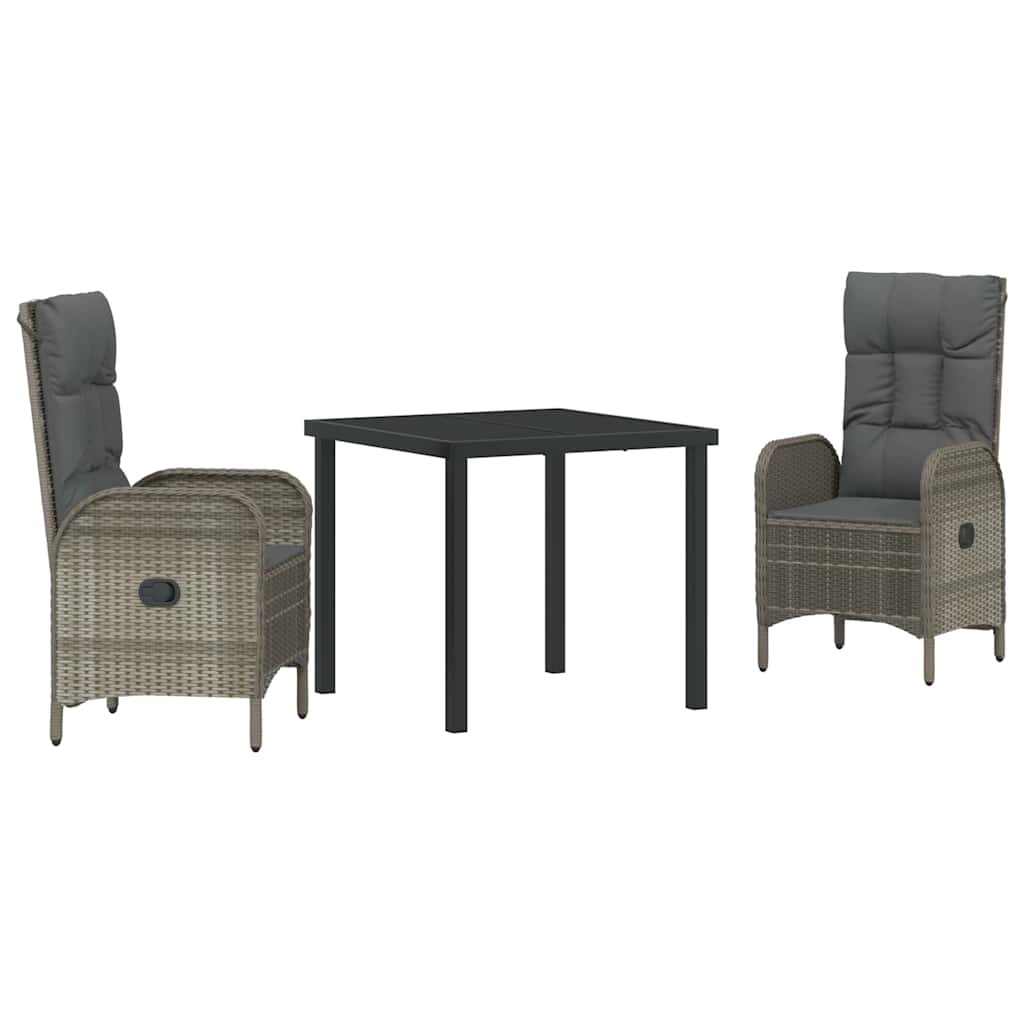 Have Spisebordssæt med pude 3 pcs Grå polyrattan