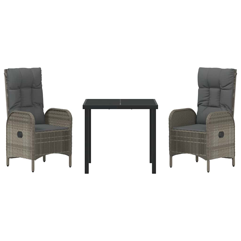 Have Spisebordssæt med pude 3 pcs Grå polyrattan