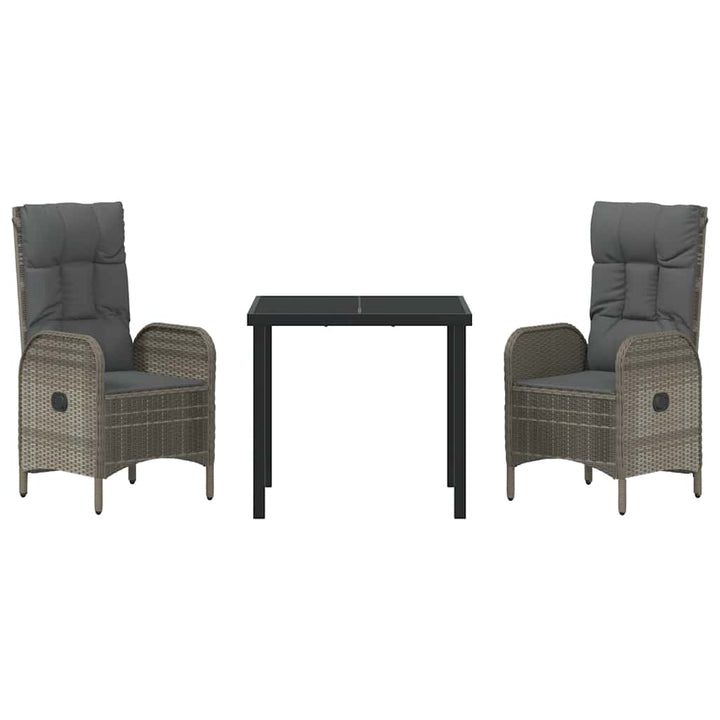 Have Spisebordssæt med pude 3 pcs Grå polyrattan