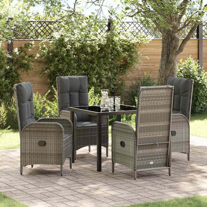 Have Spisebordssæt med pude 5 pcs Grå polyrattan