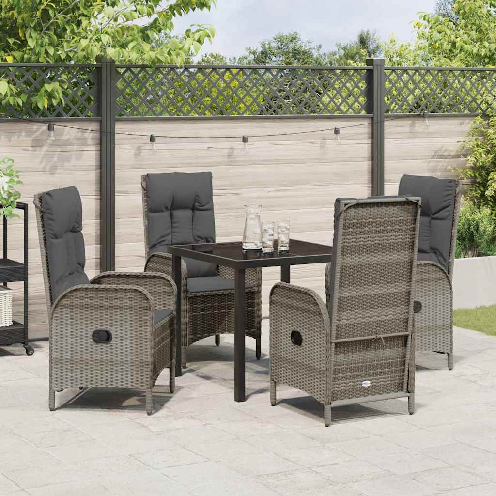 Have Spisebordssæt med pude 5 pcs Grå polyrattan