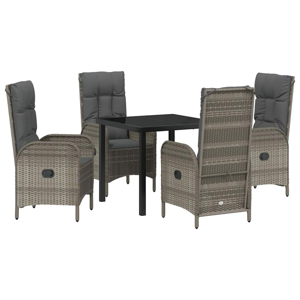 Have Spisebordssæt med pude 5 pcs Grå polyrattan