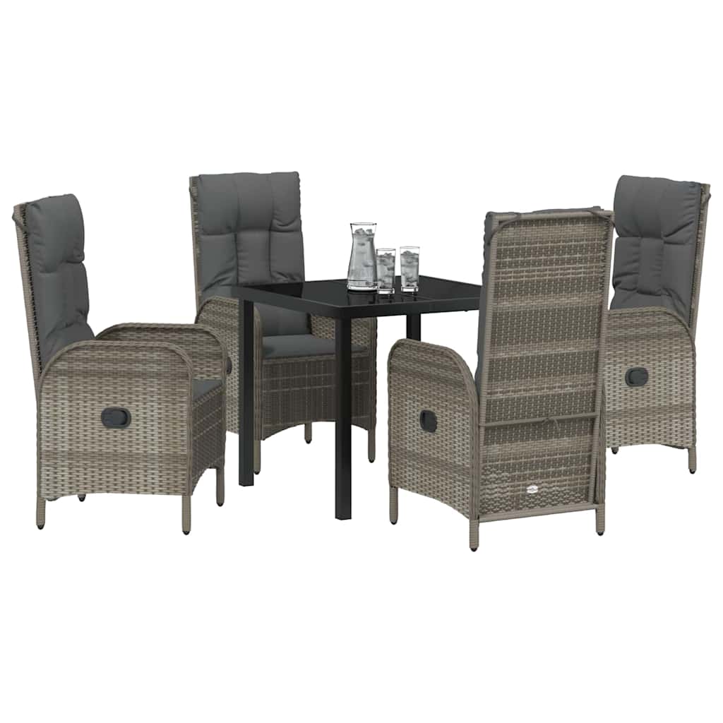 Have Spisebordssæt med pude 5 pcs Grå polyrattan