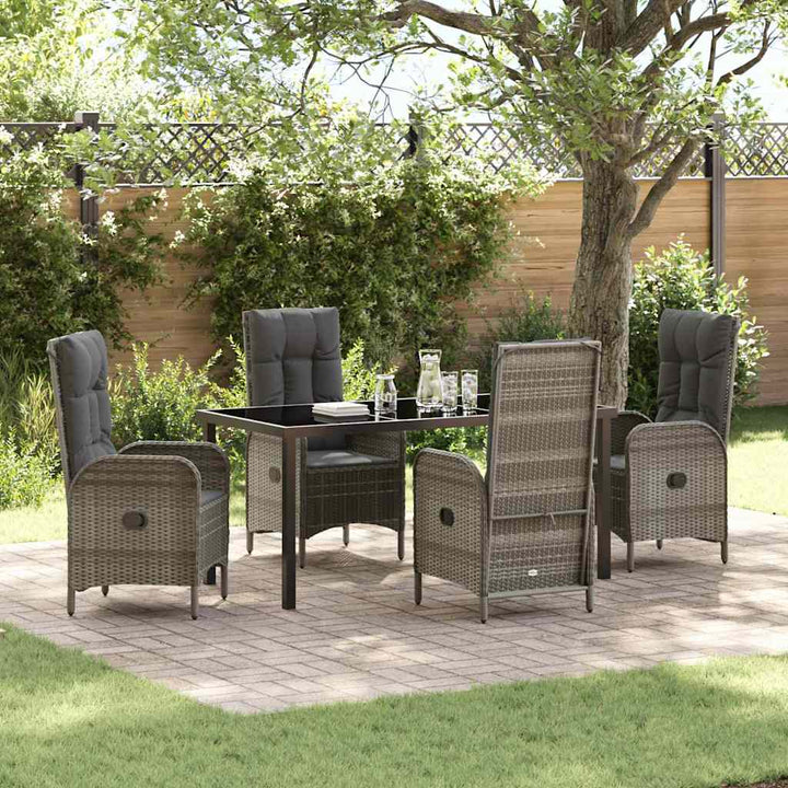 Have Spisebordssæt med pude 5 pcs Grå polyrattan