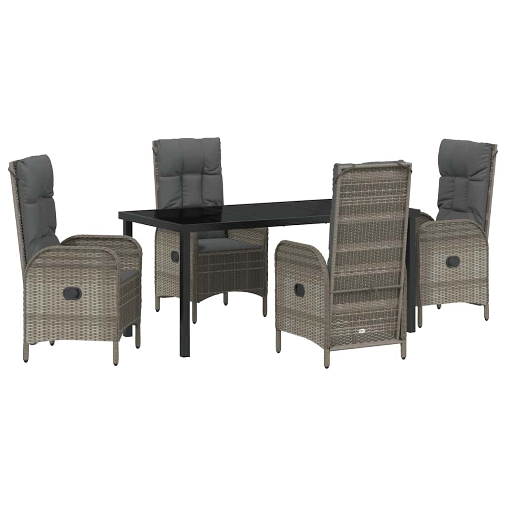 Have Spisebordssæt med pude 5 pcs Grå polyrattan