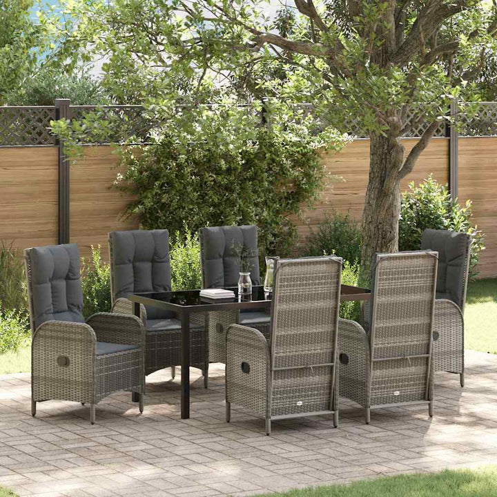Have Spisebordssæt med pude 7 pcs Grå polyrattan