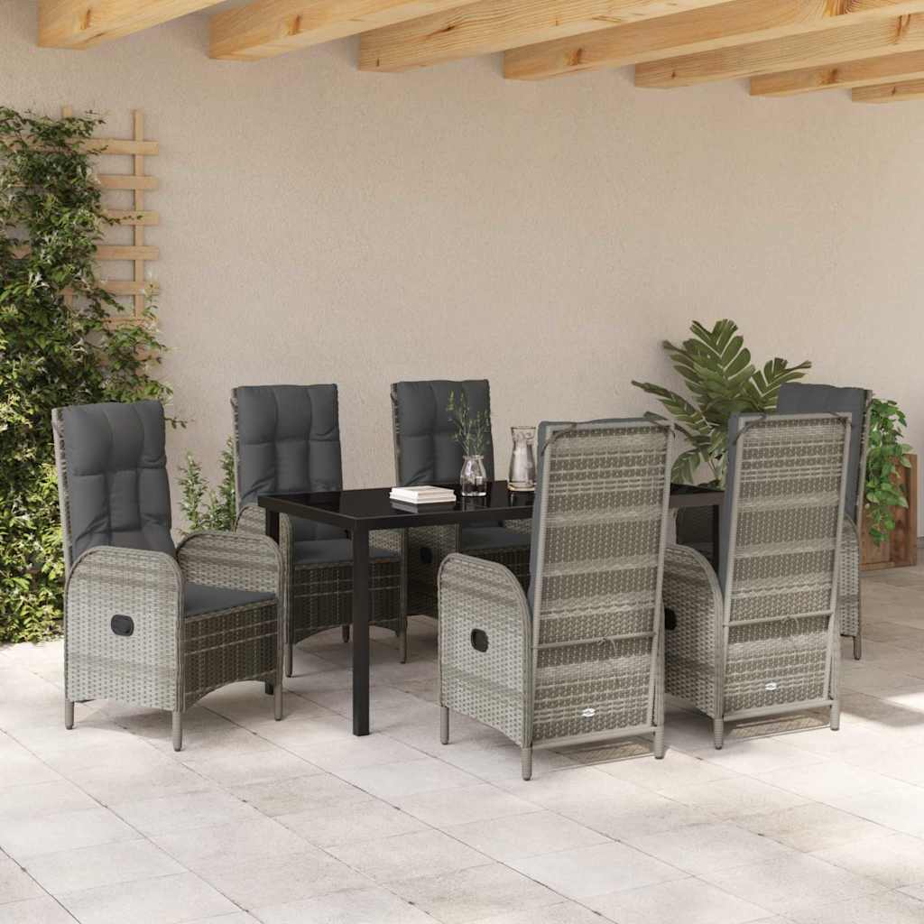 Have Spisebordssæt med pude 7 pcs Grå polyrattan