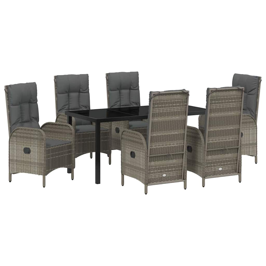 Have Spisebordssæt med pude 7 pcs Grå polyrattan