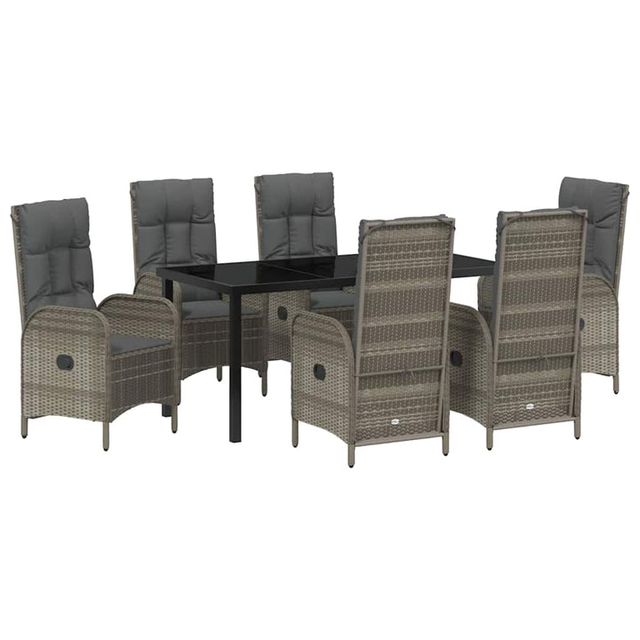 Have Spisebordssæt med pude 7 pcs Grå polyrattan