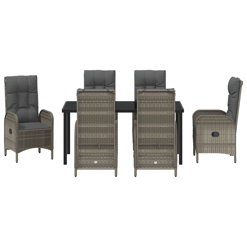 Have Spisebordssæt med pude 7 pcs Grå polyrattan