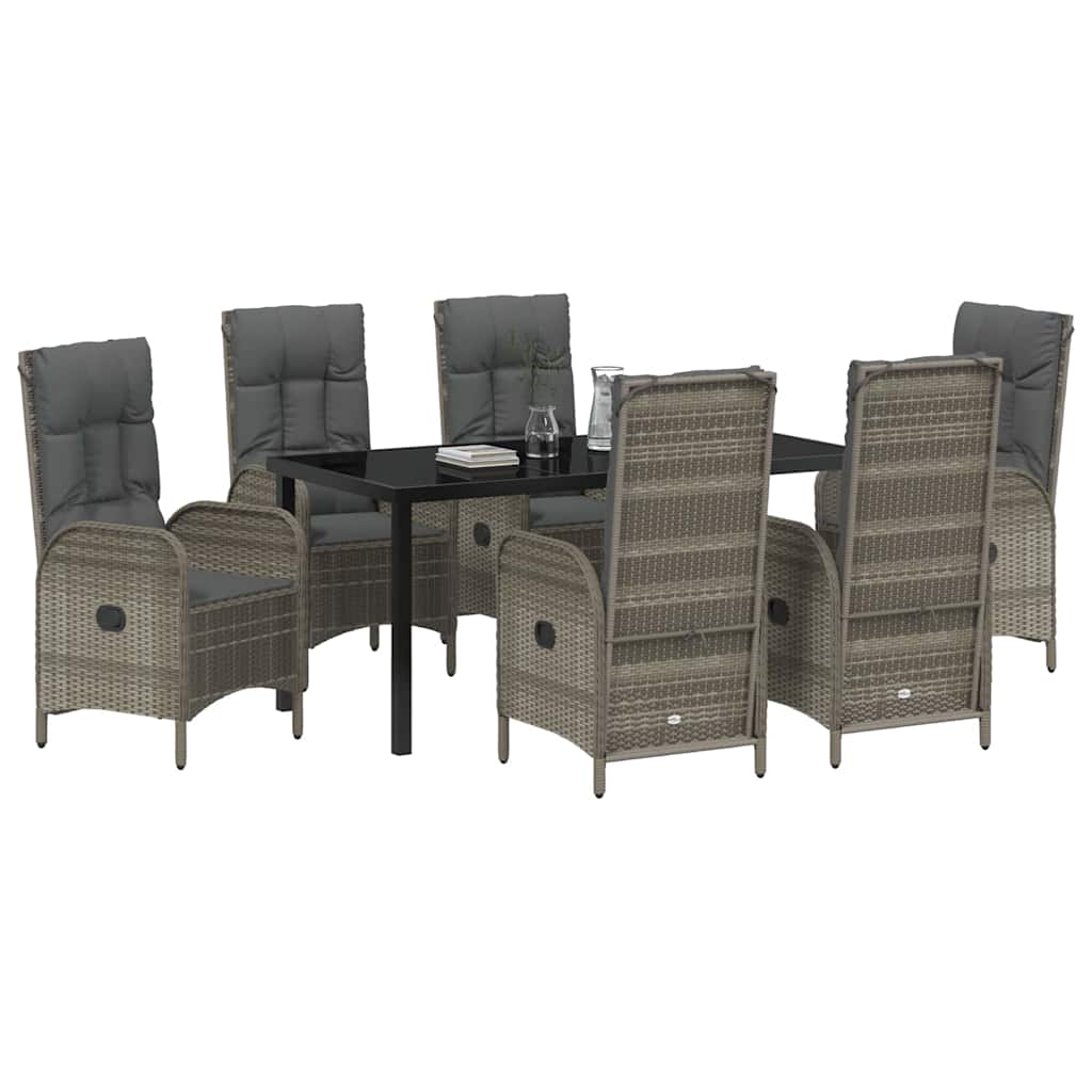 Have Spisebordssæt med pude 7 pcs Grå polyrattan