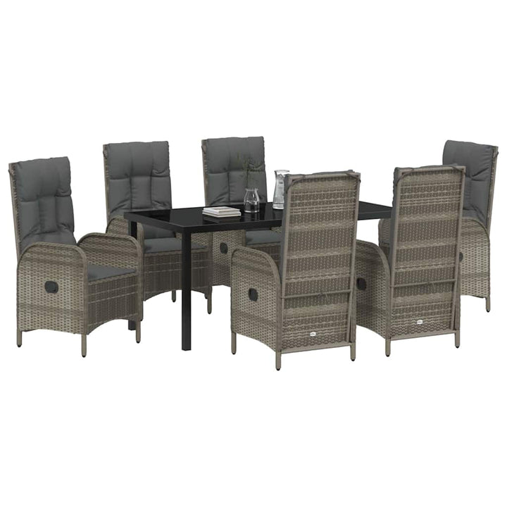 Have Spisebordssæt med pude 7 pcs Grå polyrattan