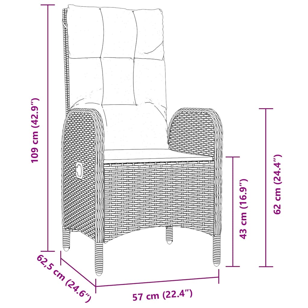 Have Spisebordssæt med pude 7 pcs Grå polyrattan