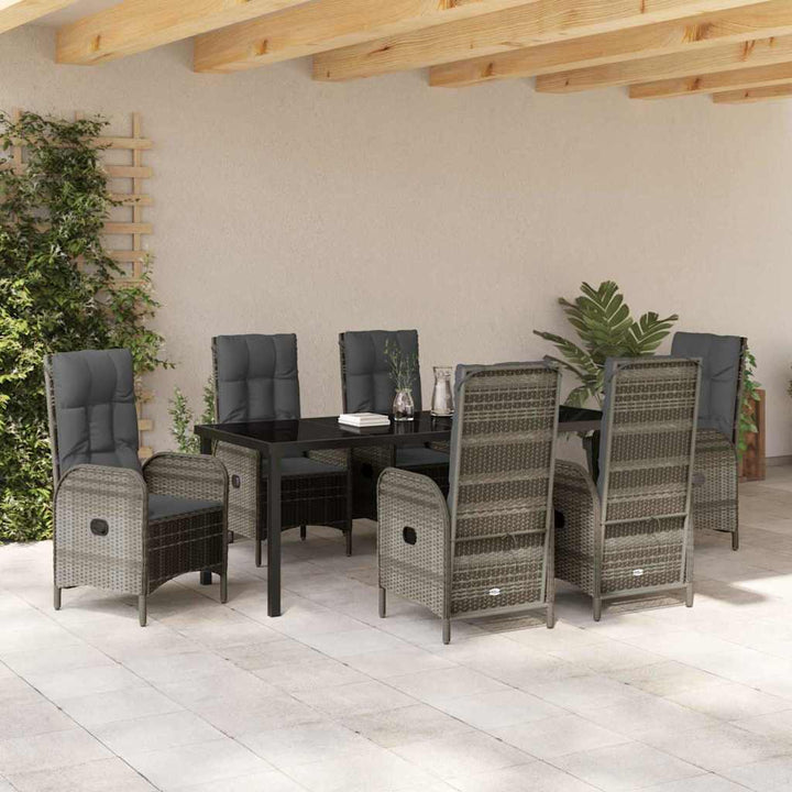 Have Spisebordssæt med pude 7 pcs Grå polyrattan