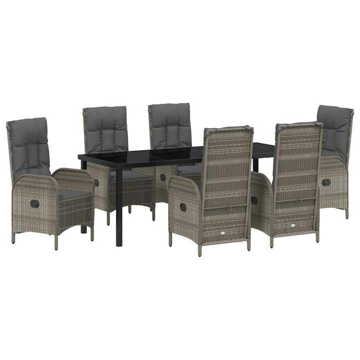 Have Spisebordssæt med pude 7 pcs Grå polyrattan