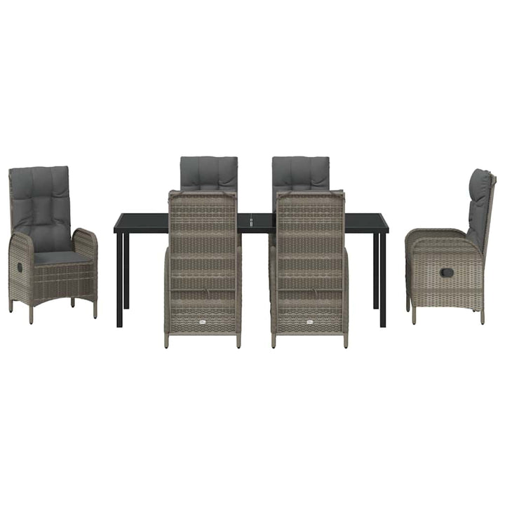 Have Spisebordssæt med pude 7 pcs Grå polyrattan