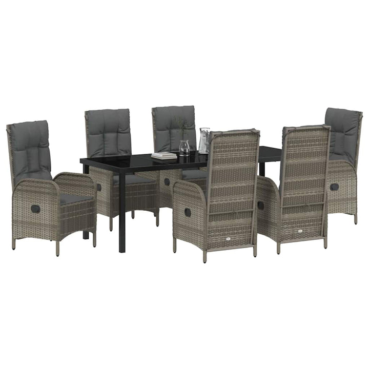 Have Spisebordssæt med pude 7 pcs Grå polyrattan