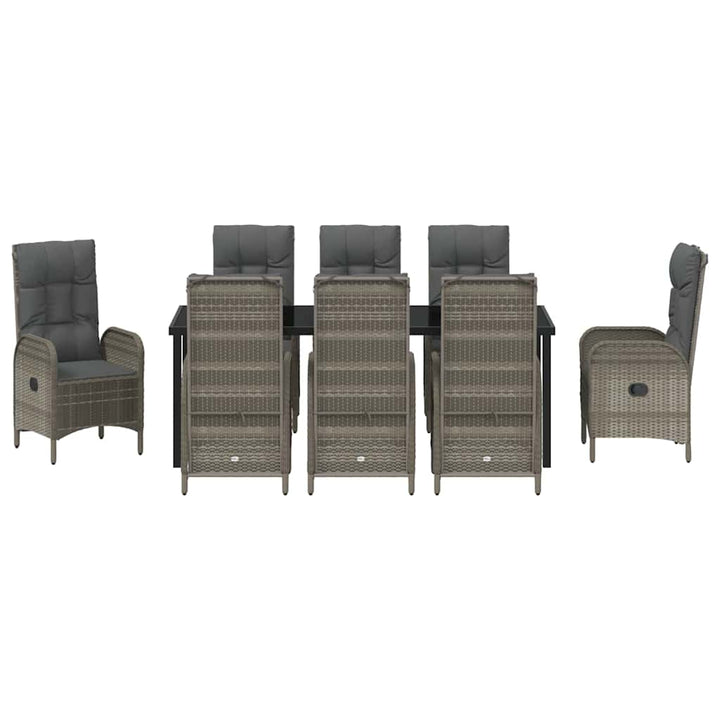Have Spisebordssæt med pude 9 pcs Grå polyrattan