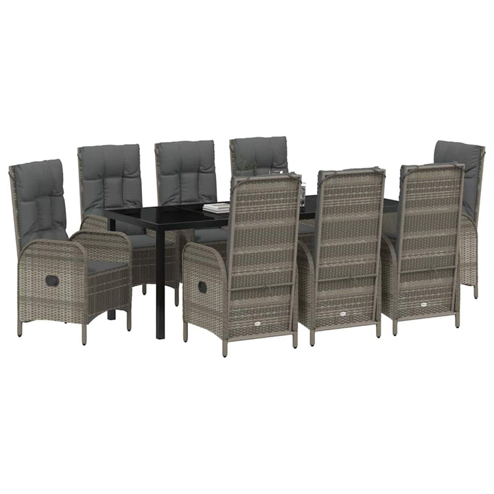 Have Spisebordssæt med pude 9 pcs Grå polyrattan