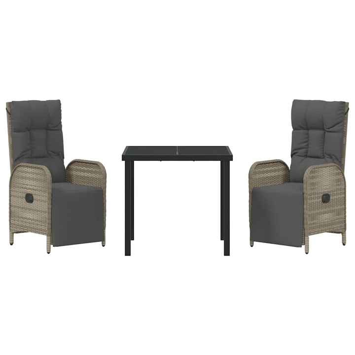 Have Spisebordssæt med pude 3 pcs Grå polyrattan