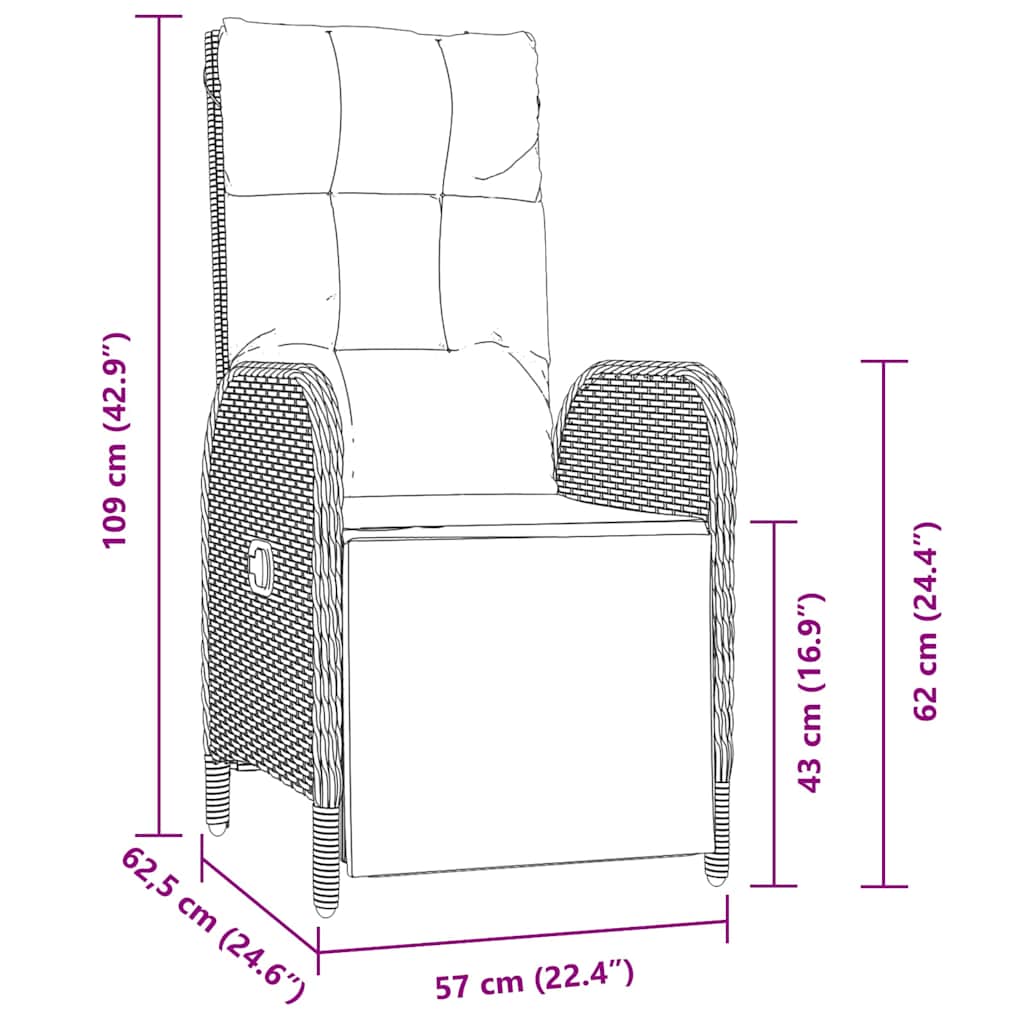 Have Spisebordssæt med pude 5 pcs Grå polyrattan