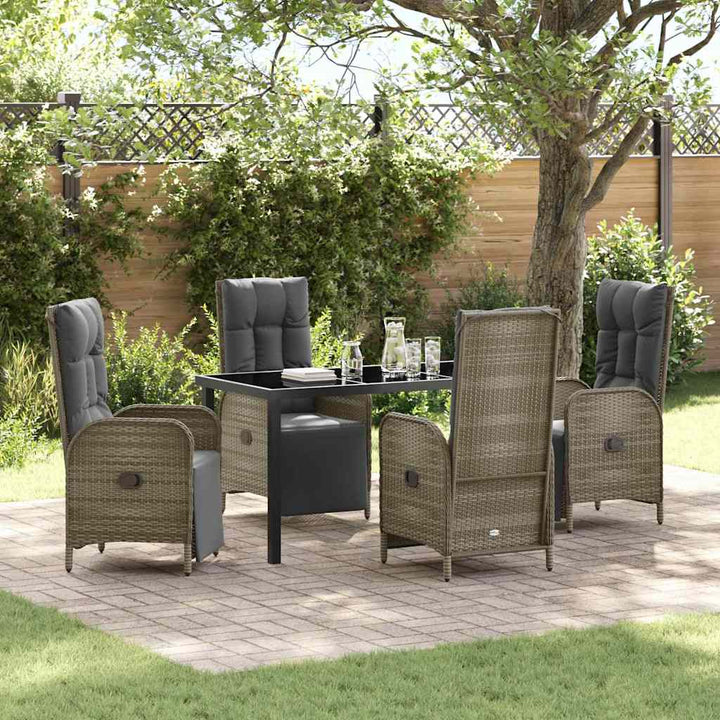 Have Spisebordssæt med pude 5 pcs Grå polyrattan