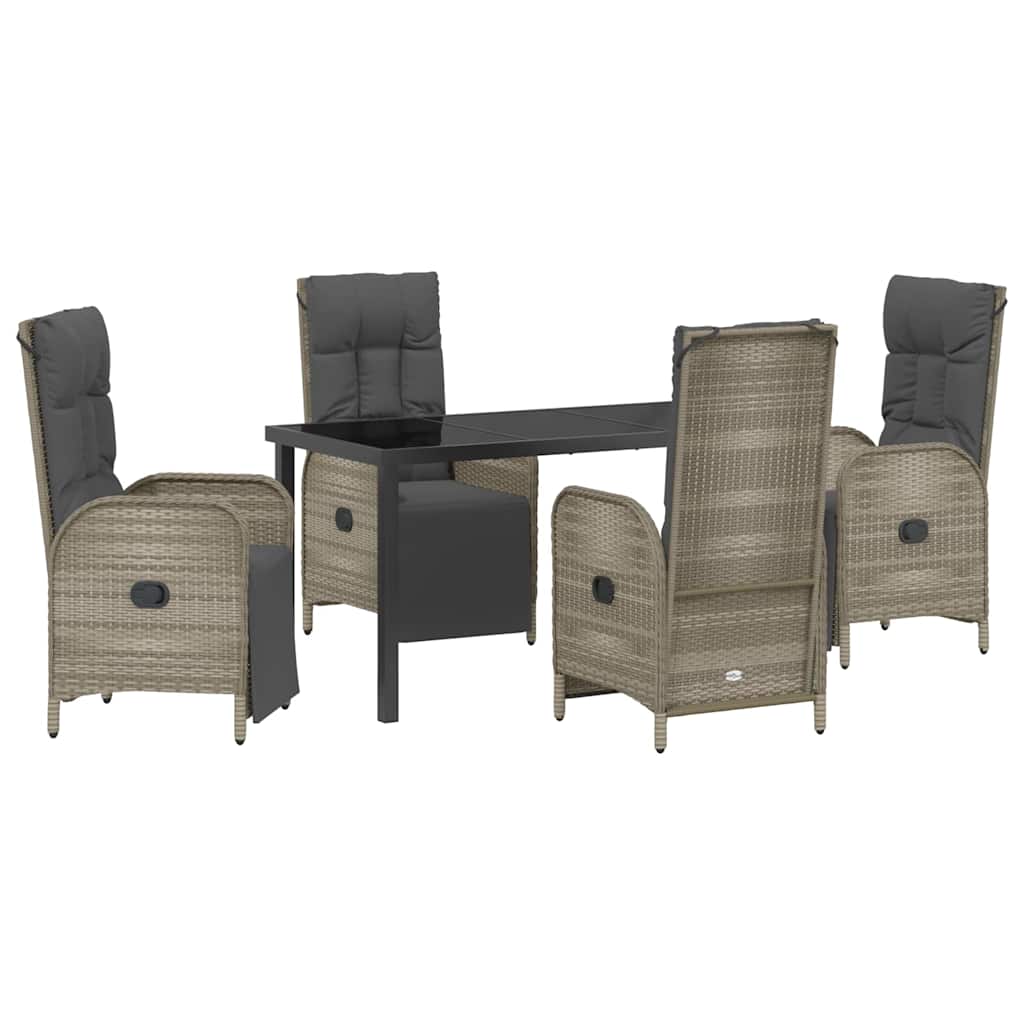 Have Spisebordssæt med pude 5 pcs Grå polyrattan