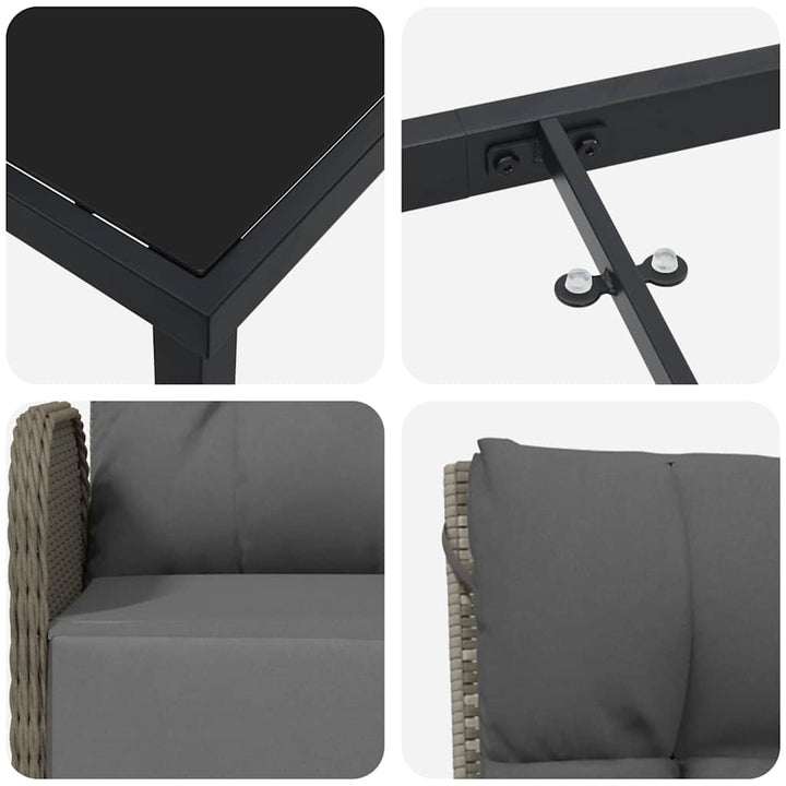 Have Spisebordssæt med pude 5 pcs Grå polyrattan