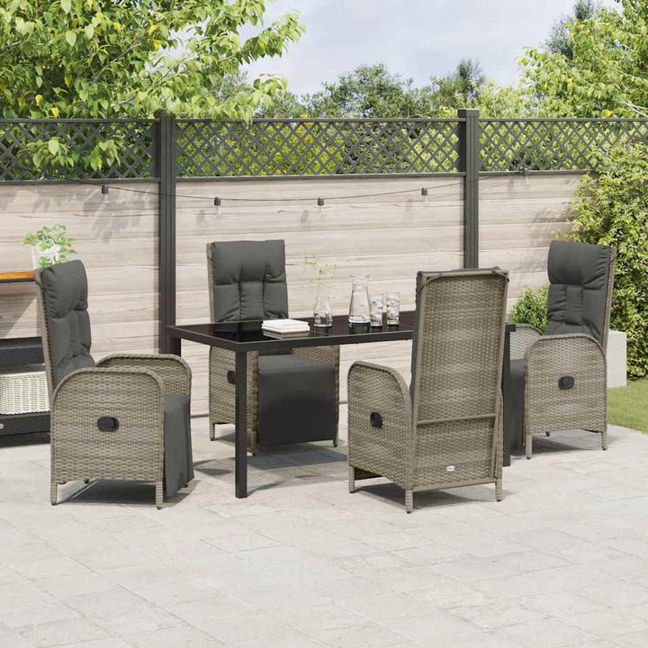 Have Spisebordssæt med pude 5 pcs Grå polyrattan