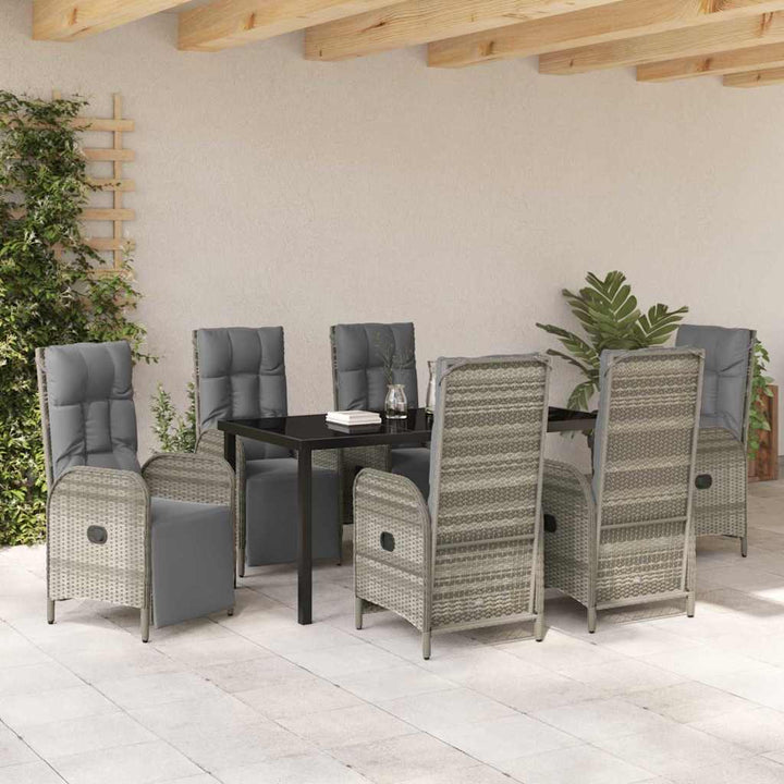 Have Spisebordssæt med pude 7 pcs Grå polyrattan