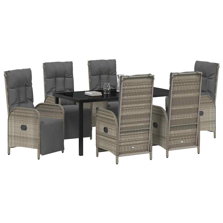 Have Spisebordssæt med pude 7 pcs Grå polyrattan