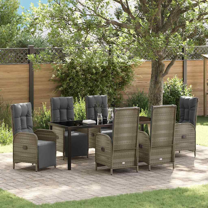 Have Spisebordssæt med pude 7 pcs Grå polyrattan